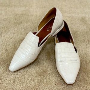 Franco Sarto White Croc-Embossed Loafers